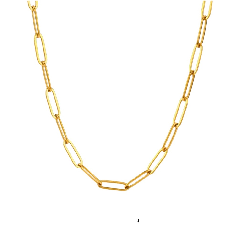 Gold IP Plated Stainless Steel Paperclip Chain Necklace ✨ - Picture 2 of 2